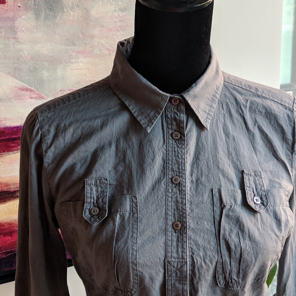 Longline Grey Button-down Dress Shirt